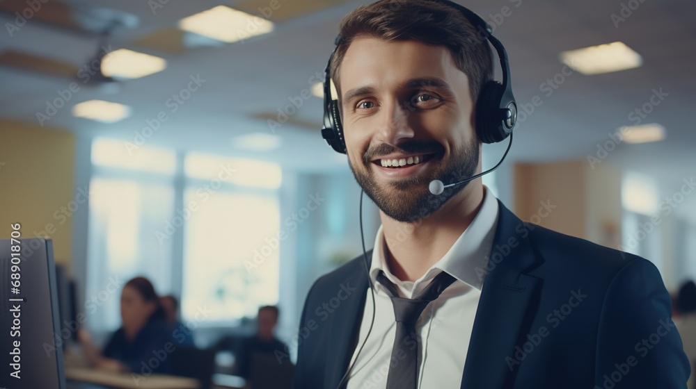 Happy Man as Customer Service Representative Employee, Customer Needs, Help Desk
Happy Man as Customer Service Representative Employee, Customer Needs, Help Desk