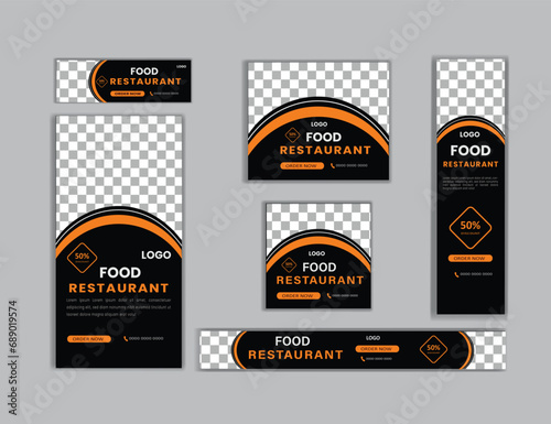 Vector set of corporate food web banners templates of standard size
