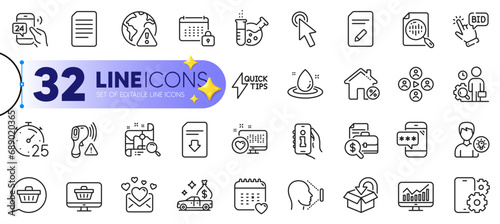 Outline set of Shopping cart, Web shop and Video conference line icons for web with Love mail, Face id, Person idea thin icon. Quickstart guide, Statistics. Design with yellow 3d stars. Vector