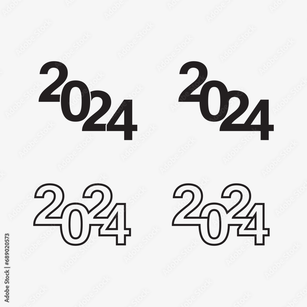 2024 New Year and Christmas logo 2024 number design and illustration