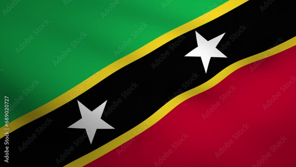 Saint Kitts and Nevis Waving Flag Background Animation. Looping seamless 3D animation. Motion Graphic