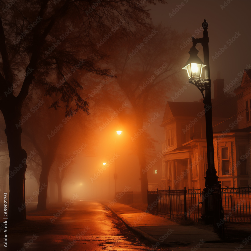 neighborhood street at night