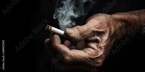 Portrait of a determined individual breaking a cigarette in half, signifying the decision to quit smoking