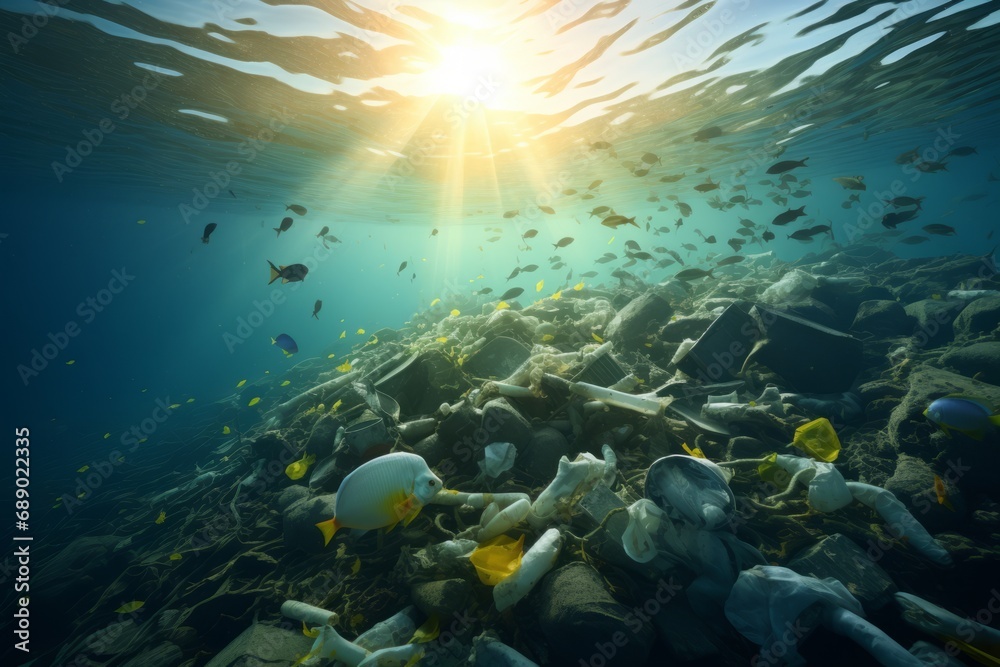 Naklejka premium Water waste and garbage covered the ocean