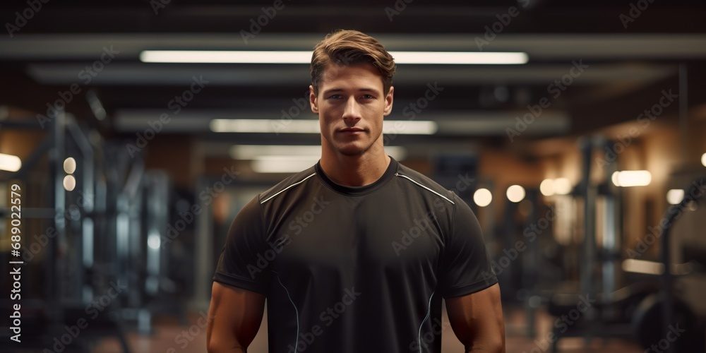 Portrait of a personal trainer in a gym environment, holding a clipboard, with copy space for inspirational text Portrait of a personal trainer in a gym environment, holding a clipboard, with copy space for inspirational text