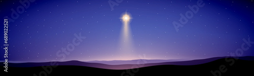 Light from star, christmas night, abstract nature illustration