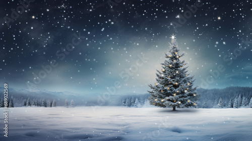 Christmas tree in winter landscape © UsamaR