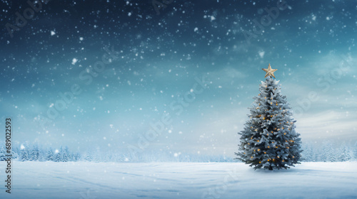 Christmas tree in winter landscape © UsamaR