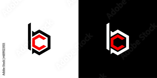 vector logo bc combination of hexagons
