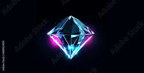diamond on black, icon diamond with glowing lights, typography icon for iden diamond futuristic © Your_Demon