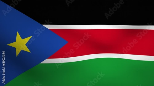 South Sudan Waving Flag Background Animation. Looping seamless 3D animation. Motion Graphic