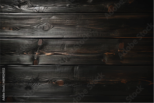 Black wood timber board use for background, poster, banner, brochure, social media design photo