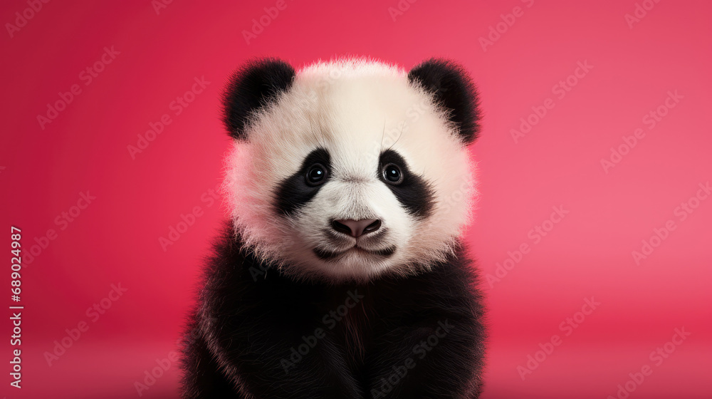 Cute panda baby looking straight at the camera Cute panda baby looking straight at the camera