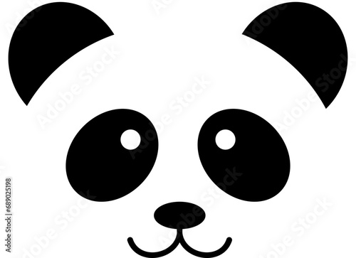 Panda head in cartoon style black and white silhouette for porter cutting photo