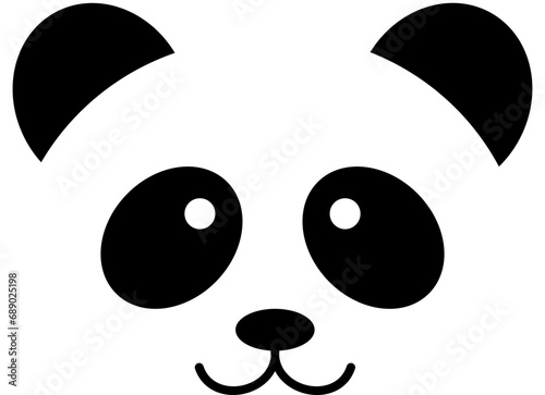 Panda head in cartoon style black and white silhouette for porter cutting