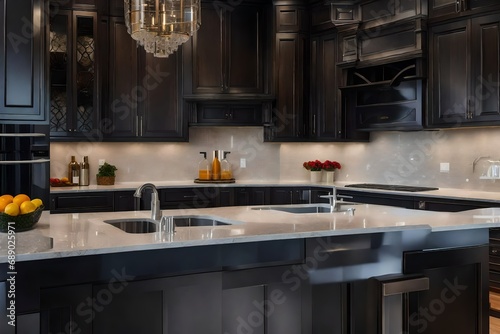 Use high-quality materials such as quartz or granite for countertops, and stainless steel or glass for appliances. These materials not only look modern but are also durable and easy to maintain.