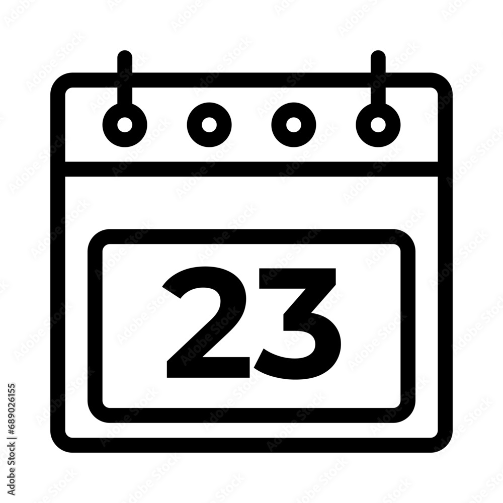 23th Daily Calendar Icon Vector. Outline Calendar Sign. vector illustration graphic 23th Daily Calendar Icon Vector. Outline Calendar Sign. vector illustration graphic