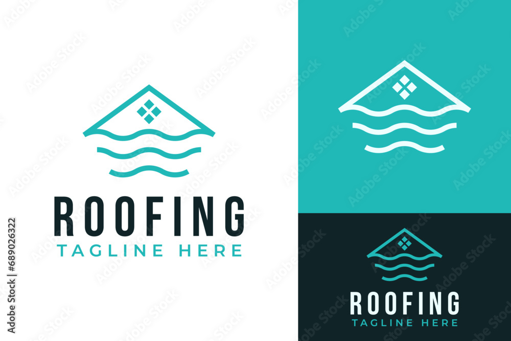 River Ocean Beach Wave Roofing Window Repair Logo Design Branding Template River Ocean Beach Wave Roofing Window Repair Logo Design Branding Template