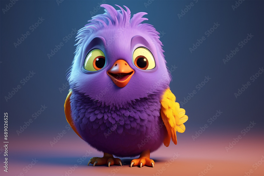 3d character of a cute dove in children's style