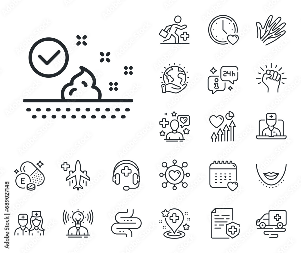Moisture cream sign. Online doctor, patient and medicine outline icons. Skin care line icon. Cosmetic lotion symbol. Skin care line sign. Veins, nerves and cosmetic procedure icon. Intestine. Vector
