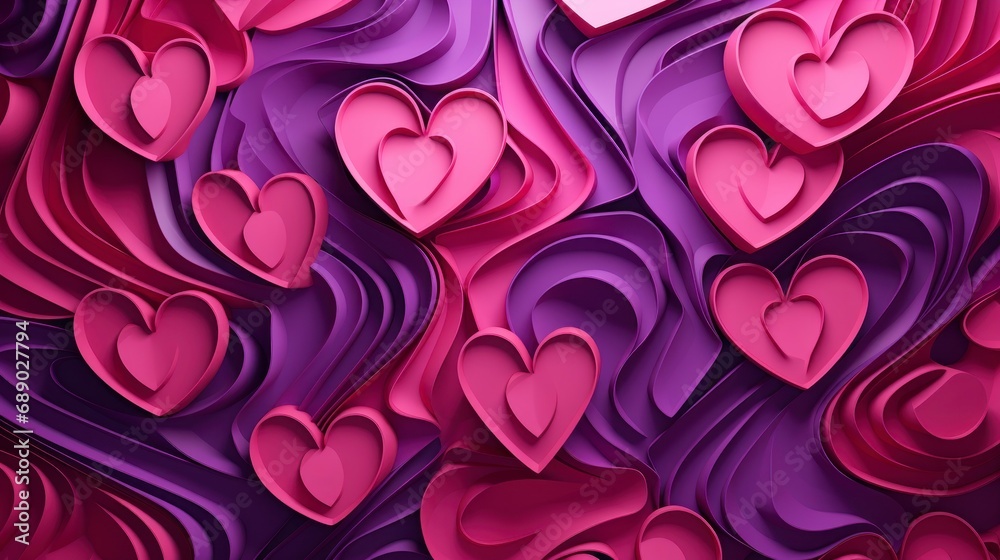 Valentine's day background, valentines paper line, love background - obrazy, fototapety, plakaty 