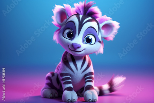 3d character of a cute zebra in children s style