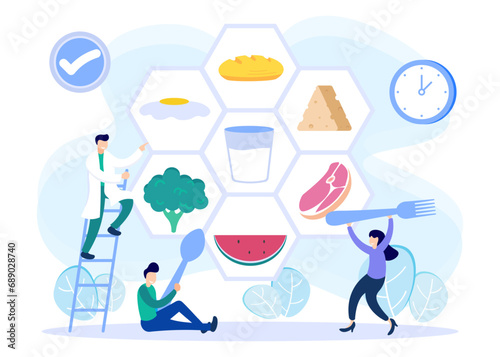 Illustration vector graphic cartoon character of balanced food