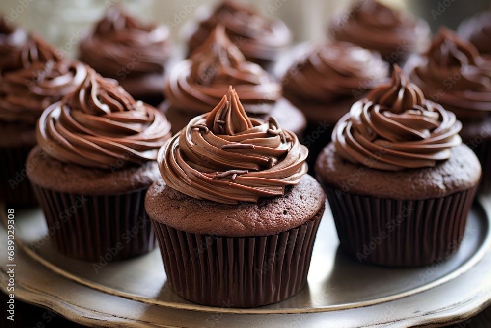 Vanilla Chocolate cupcakes with ganache, cream Vanilla Chocolate cupcakes with ganache, cream
