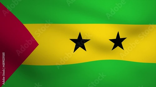 Sao Tome Principe Waving Flag Background Animation. Looping seamless 3D animation. Motion Graphic