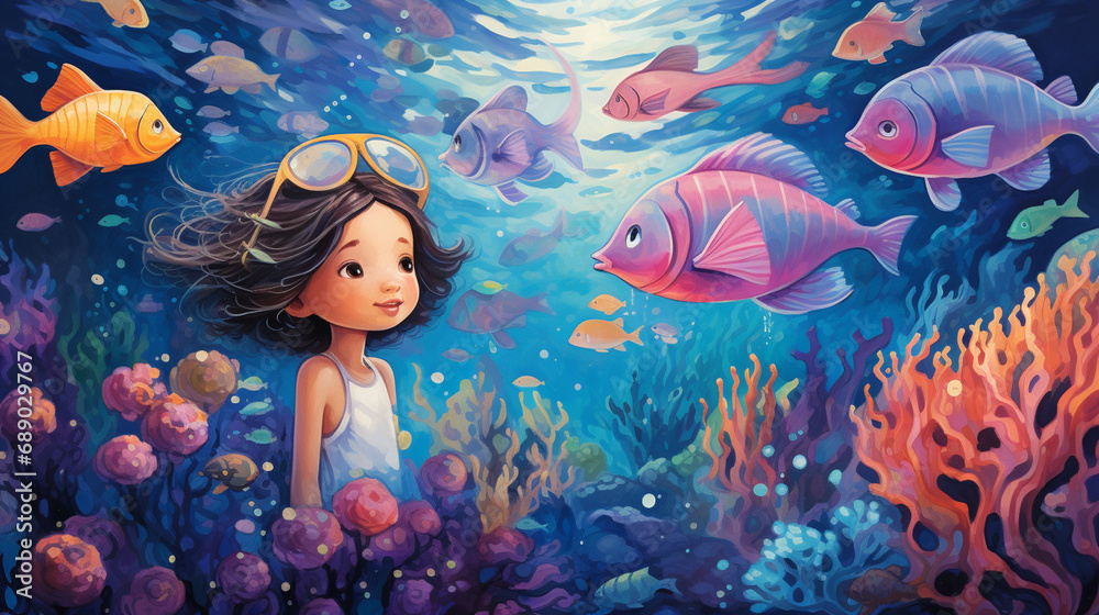 Dive into the depths of imagination with an illustration of a vibrant