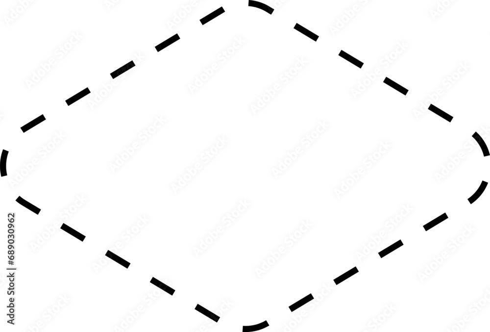 Dash line shapes. Dashed outline design of border for basic geometric shapes. Icon of cut frame. Vector illustration - obrazy, fototapety, plakaty 