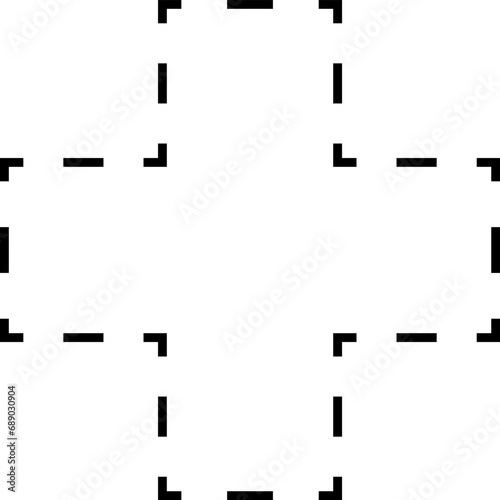 Dash line shapes. Dashed outline design of border for basic geometric shapes. Icon of cut frame. Vector illustration