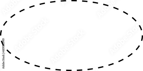 Dash line shapes. Dashed outline design of border for basic geometric shapes. Icon of cut frame. Vector illustration