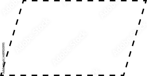Dash line shapes. Dashed outline design of border for basic geometric shapes. Icon of cut frame. Vector illustration