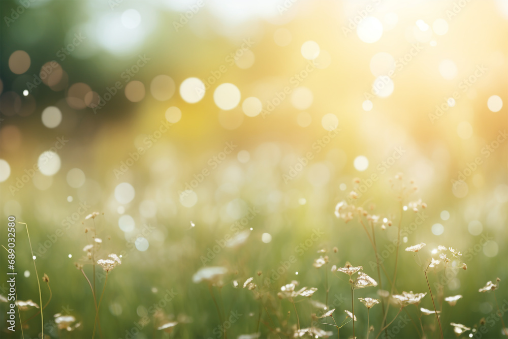 Obraz premium rühlingserwachen - Ein zauberhafter Bokeh-Hintergrund fängt die zarten Lichtmomente des Frühlings in einer lebendigen und blumigen Atmosphäre ein