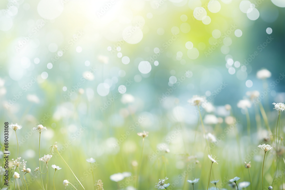 Fototapeta premium rühlingserwachen - Ein zauberhafter Bokeh-Hintergrund fängt die zarten Lichtmomente des Frühlings in einer lebendigen und blumigen Atmosphäre ein