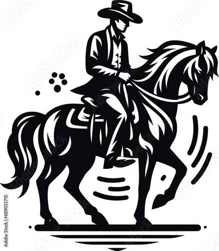 Black and white logotype of a cowboy