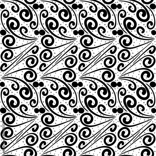 Monochrome repeating national pattern. Seamless abstract background. Symmetrical texture. Handmade on the ornament