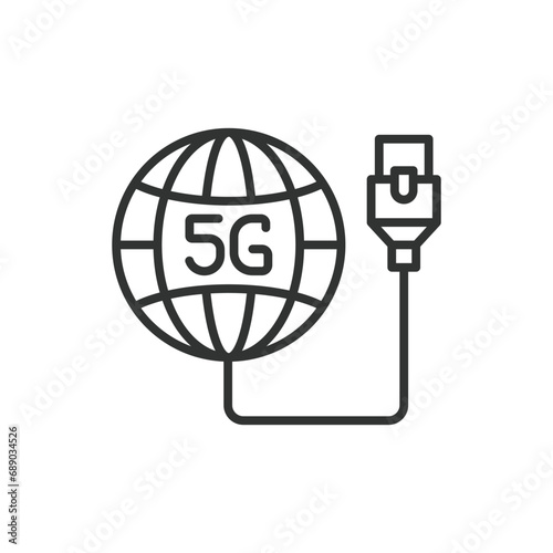 5G connection icon line design. 5G, USB, Adapter, Icon, Mobile, Wireless, Technology vector illustration. 5G connection editable stroke icon.
