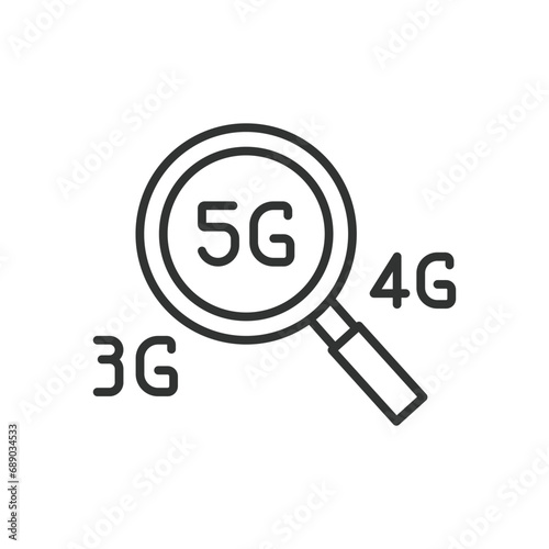 Searching 5G connection icon line design. Searching, 5g, connection, icon, mobile, wireless, technology vector illustration. Searching 5G connection editable stroke icon.