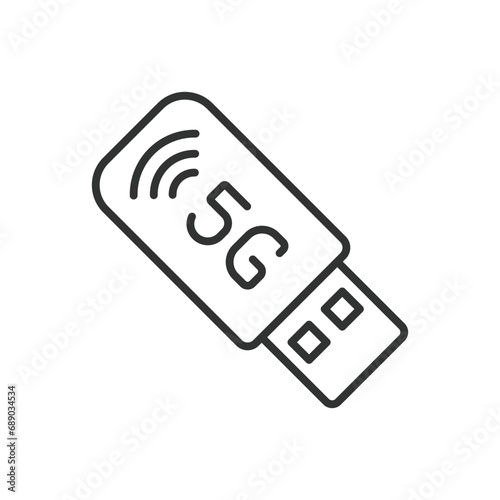 5G USB Adapter icon line design. 5G, USB, Adapter, Icon, Mobile, Wireless, Technology vector illustration. 5G USB Adapter editable stroke icon.