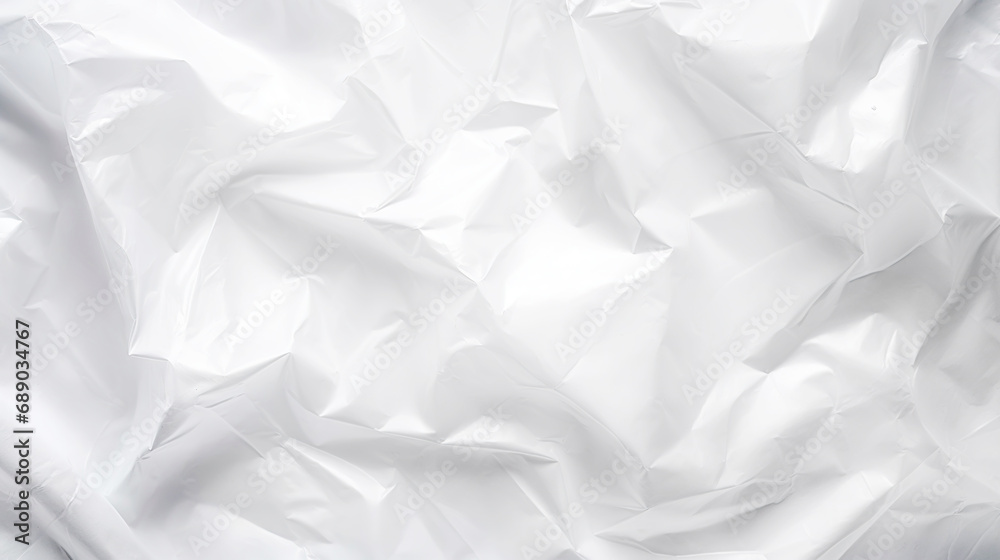 Transparent white glossy wrinkled plastic texture. Crumpled thin plastic backdrop. Generative AI Transparent white glossy wrinkled plastic texture. Crumpled thin plastic backdrop. Generative AI