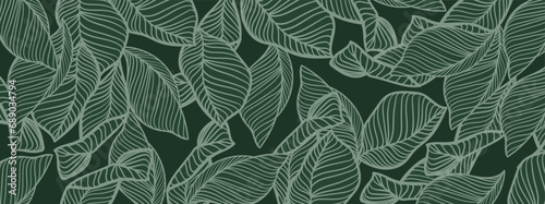 Pattern leaf background vector. Green Leaves, tropic plant, flower design for abstract wallpaper, wall decoration, fabric, packaging design and print.