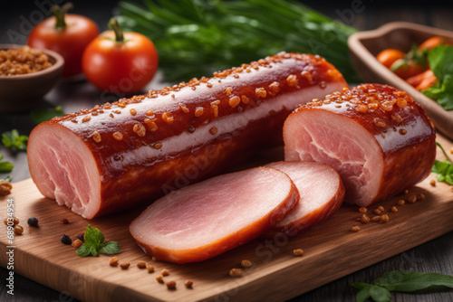 big mexicsliced pork sausage on wooden cutting board