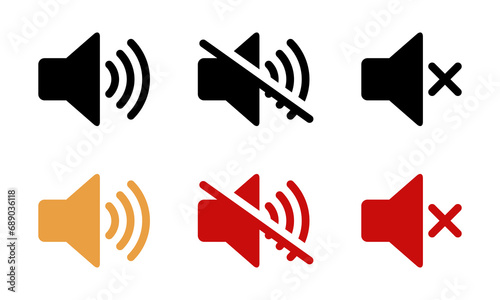 Mute speaker icon set collection in flat style. No sound, volume off symbol. Silent sign vector