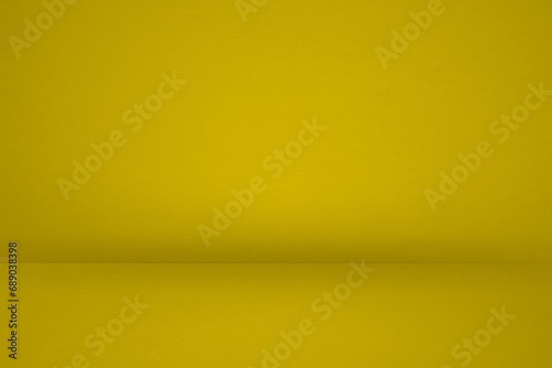Fototapeta Naklejka Na Ścianę i Meble -  Yellow background for product presentation. Empty large room interior for montage display products