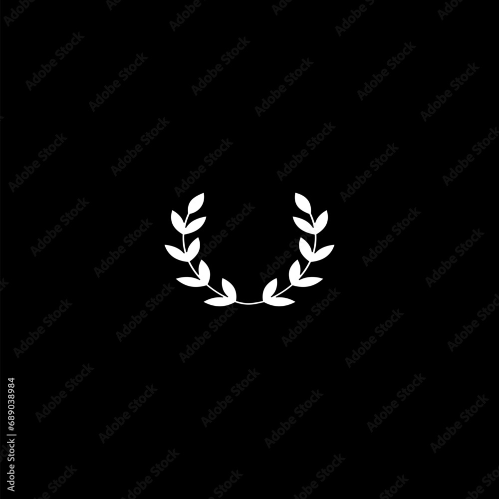 Laurel icon simple sign. Laurel icon isolated on black background Laurel icon simple sign. Laurel icon isolated on black background