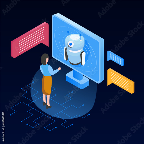 Artificial Intelligence Chatbot Development. AI landing page concept