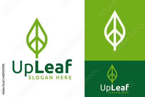 Simple Nature Leaf Leaves Arrow heading Up Growth Investment Logo Design Branding Template