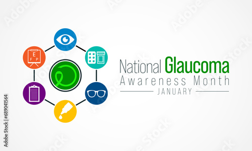 Glaucoma awareness month is observed every year in January, is a group of eye conditions that damage the optic nerve, the health of which is vital for good vision. Vector illustration